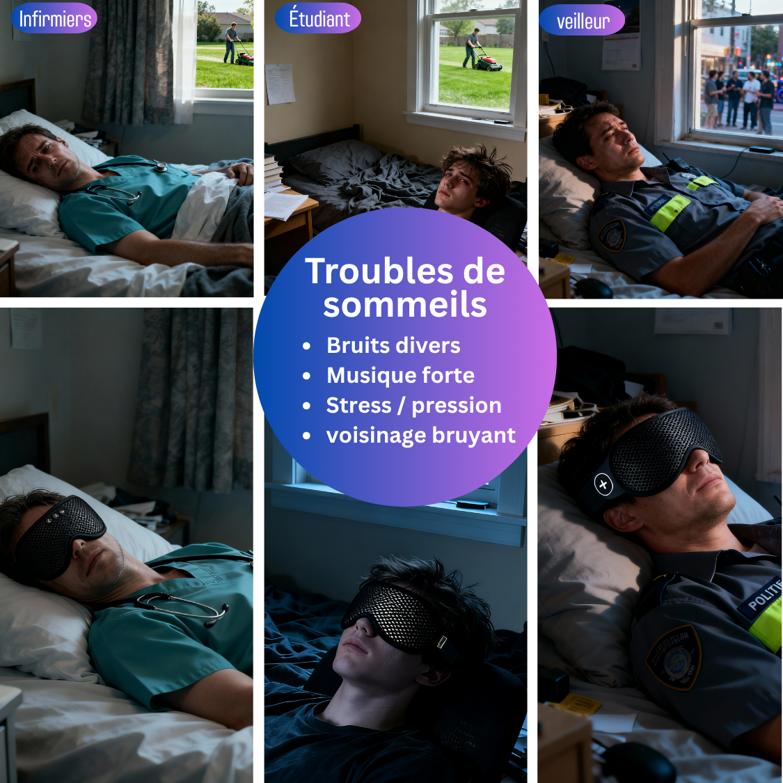 Casque de sommeil 3D — Dormez enfin sans bruit, ou stress